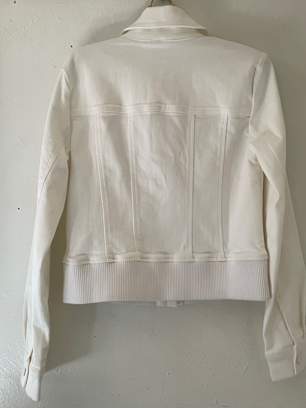 Cabi Everyday White Cotton Stretch Denim Trucker Bomber Jacket XXS EUC - Picture 7 of 7